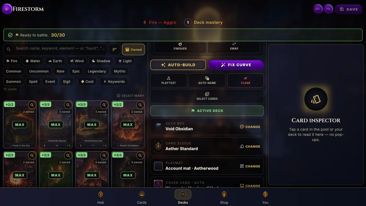 Deck cosmetics in the editor