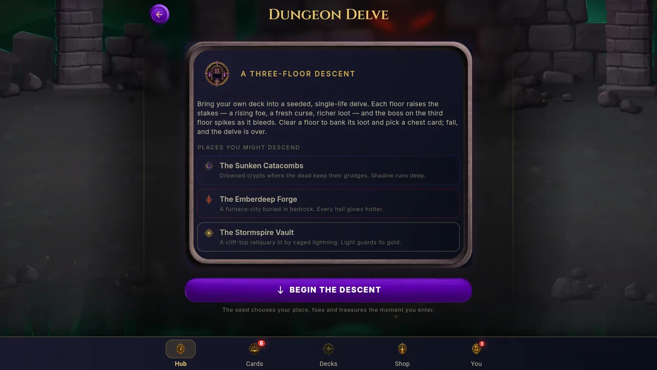 Dungeon Delve lobby