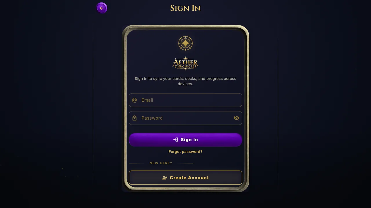 The sign-in screen