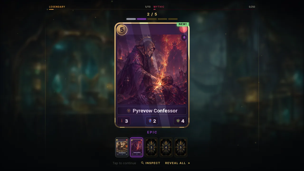 A card being revealed from a pack