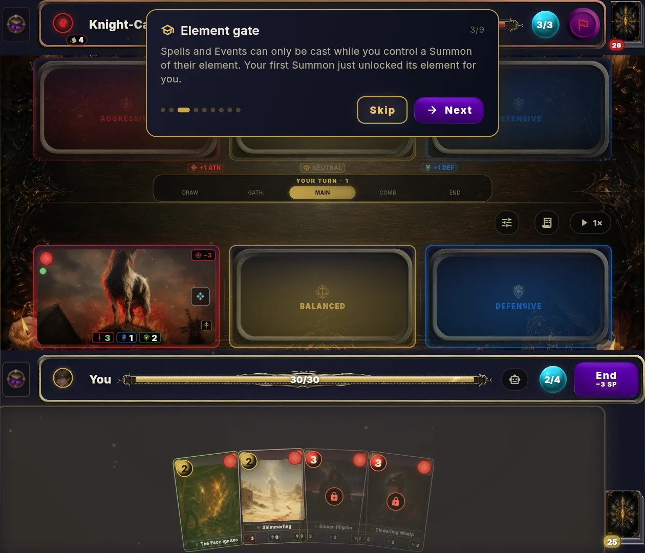 Tutorial tip explaining the element gate